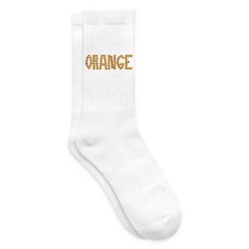 Orangefarbene Typografie - Tennissocken - Weiß - Rechts