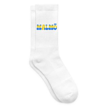 Malmö Blau-Gelb, Typo-Stadt, Schweden, - Tennissocken - Weiß - Rechts