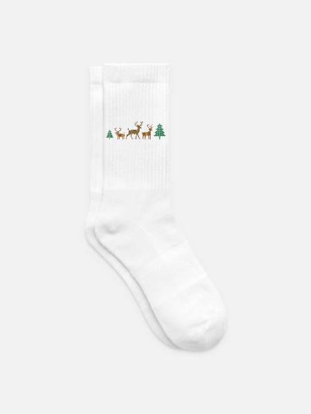 Lustige Weihnachten im Wald - Tennissocken - Weiß