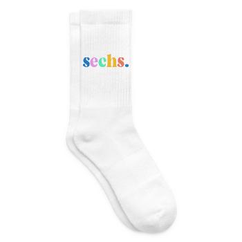 6. Geburtstag Geschenk Sechs - Tennissocken - Weiß - Rechts