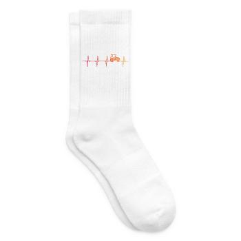 Traktor-Sonnenuntergangs-Herzschlag-Bauer - Tennissocken - Weiß - Rechts