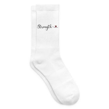 Strength Heart Typography - Tennis socks - white - Right