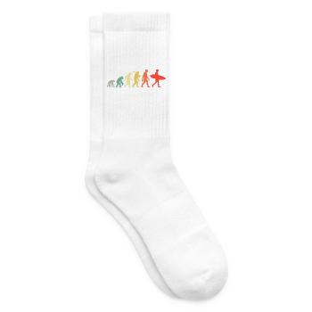 Retro Surfen Evolution für Surfer mit Surfbrett - Tennissocken - Weiß - Rechts