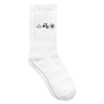 Berge Fahrrad Edelweiss Strichzeichnung farbig - Tennissocken - Weiß - Rechts