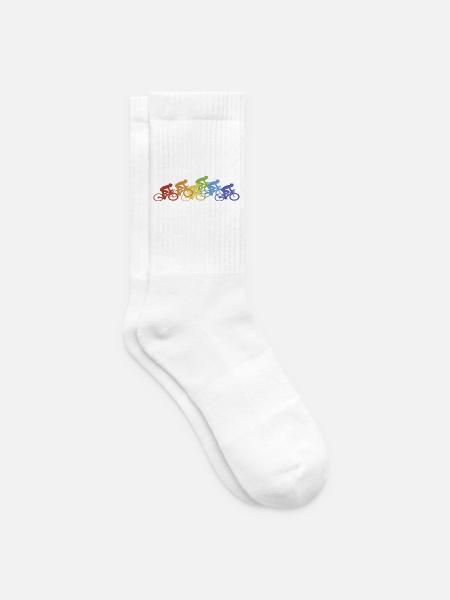Fahrrad Radfahrer Regenbogen - Tennissocken - Weiß