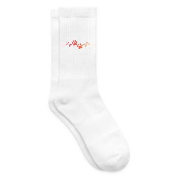 Sunset Dog Paw Heartbeat Dog - Tennis socks - white - Right