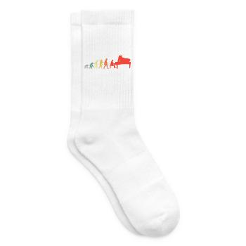 Retro Klavierspieler Evolution Pianist mit Piano - Tennissocken - Weiß - Rechts