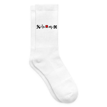 Tools with heart cardiogram - Tennis socks - white - Right