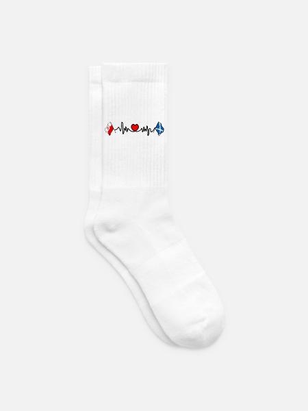 Cardio-Herz Flagge Polen, Flagge Schottland - Tennissocken - Weiß