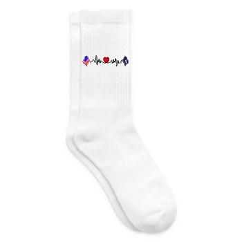 Cardio-Herz mit USA-Flagge und Wyoming-Flagge - Tennissocken - Weiß - Rechts