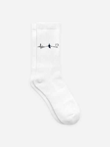Herzschlag Rowing Motiv mit Ruderboot Einer - Tennissocken - Weiß