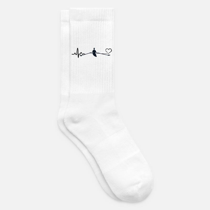Herzschlag Rowing Motiv mit Ruderboot Einer - Tennissocken - Weiß