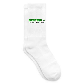 Green Bold Sister Typography - Tennis socks - white - Right