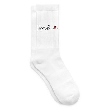 Nerd Schriftzug mit Herz - Tennissocken - Weiß - Rechts