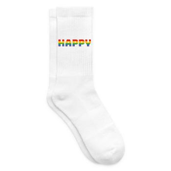 Pride Regenbogen Tshirt happy | LGBT lgbtqi queer - Tennissocken - Weiß - Rechts