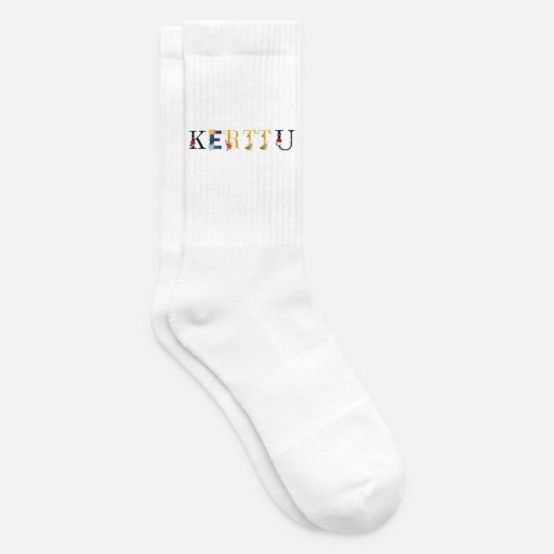 Le nom de KERTTU est décoré de fleurs - Chaussettes de tennis - blanc
