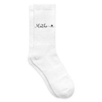 Mathe Schriftzug mit Herz - Tennissocken - Weiß - Rechts
