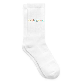 Du bist genug Motivations Spruch - Tennissocken - Weiß - Rechts