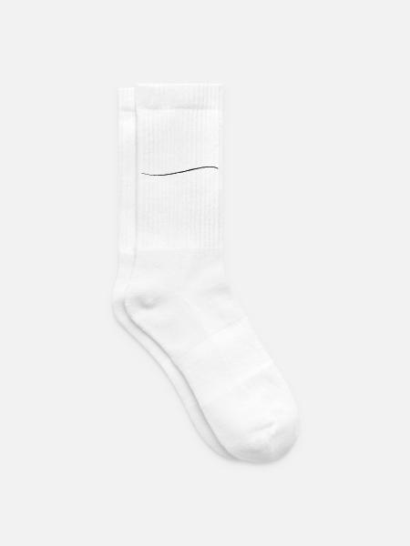 curved stroke modern creative underlined - Tennis socks - white