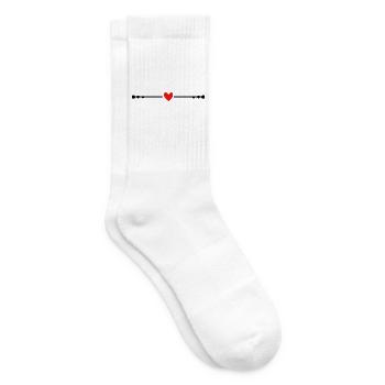 Red Minimalist Heart Symbol - Tennis socks - white - Right