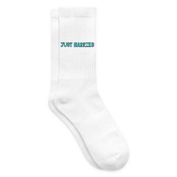 JUST MARRIED. EVJF. SAINT VALENTIN. COUPLE. LOVE - Chaussettes de tennis - blanc - Droite