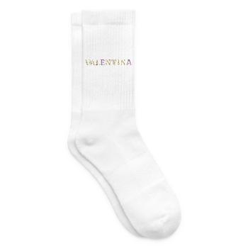 Le nom de VALENTINA orné de fleurs - Chaussettes de tennis - blanc - Droite