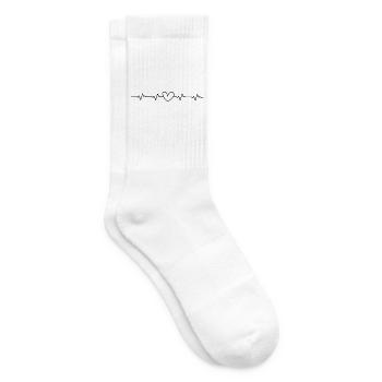 Herz mit Herzschlag - Tennissocken - Weiß - Rechts