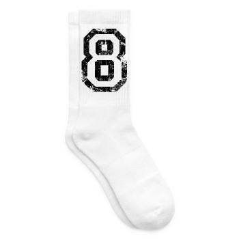 Zahl 8 (Vintage Weiß) 8. Geburtstag Nr. 8 - Tennissocken - Weiß - Rechts