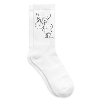 Lustiger Elch - Elche - Hirsch - Reh - Geschenk - Tennissocken - Weiß - Rechts