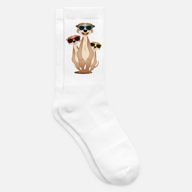 coole Erdmännchen Gruppe mit Sonnenbrillen - Tennissocken - Weiß