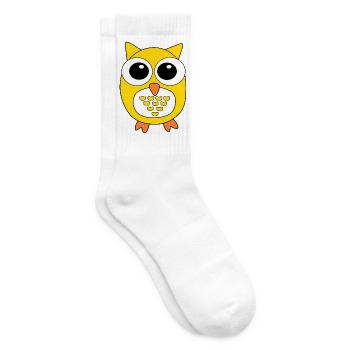 yellow owl yellow bird bird animals gift - Tennis socks - white - Right