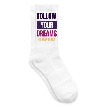 Suivez vos rêves - Retournez au lit - Chaussettes de tennis - blanc - Droite