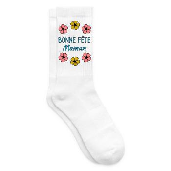 MAMAN. FÊTE DES MÈRES. BONNE FÊTE MAMAN. JE T'AIME - Chaussettes de tennis - blanc - Droite