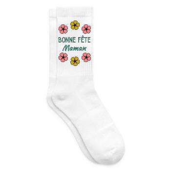 BONNE FÊTE MAMAN. MAMAN. FÊTE DES MÈRES. JE T'AIME - Chaussettes de tennis - blanc - Droite