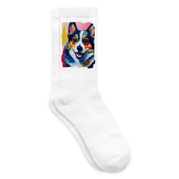 Portrait De Chien Corgi - Chaussettes de tennis - blanc - Droite
