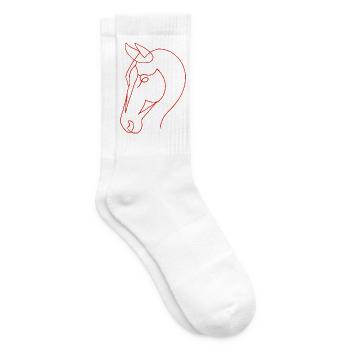 Skizze des roten Pferdes - Tennissocken - Weiß - Rechts