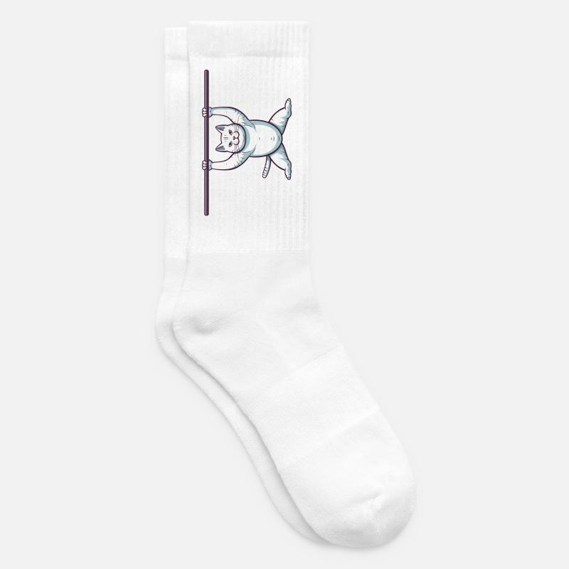 Weiße Comic Katze im Iron X - Tennissocken - Weiß