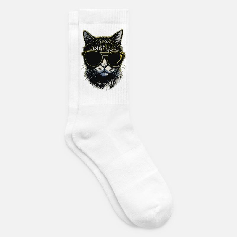 Katze mit Brille - Tennissocken - Weiß