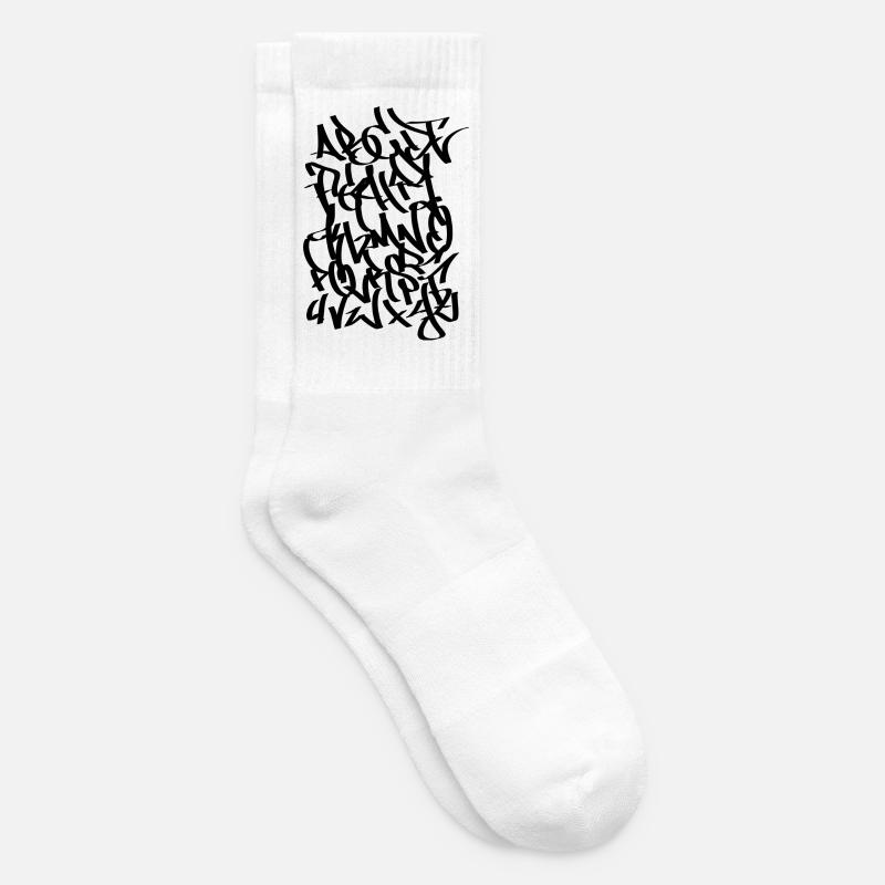 Alphabet Graffiti Tag Handstyle black - Tennissocken - Weiß