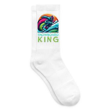 Lebendiges Snowboarden KIng Warrior Illustration - Tennissocken - Weiß - Rechts