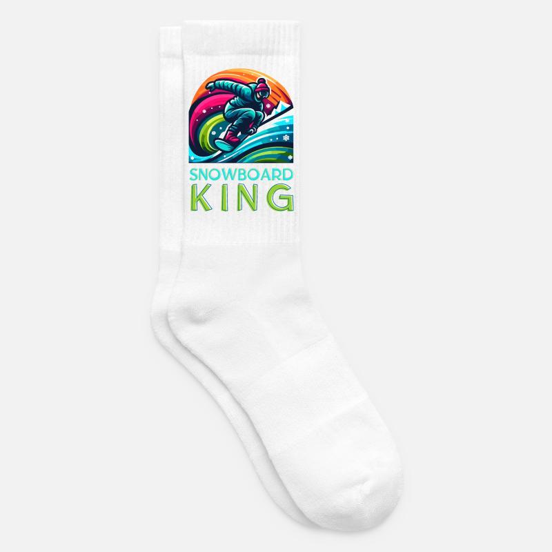 Lebendiges Snowboarden KIng Warrior Illustration - Tennissocken - Weiß