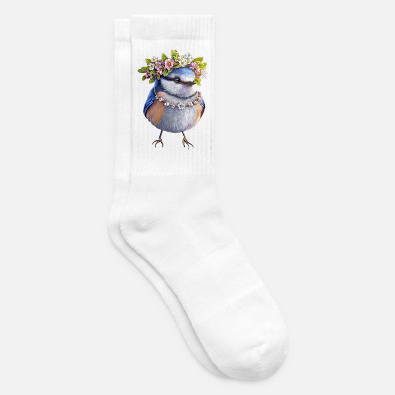 Vogel Blumenkranz - Tennissocken - Weiß