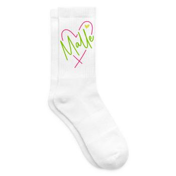 Malle Herz bunt (Farbwechsel alle Farben änderbar) - Tennissocken - Weiß - Rechts