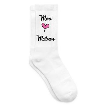 MAÎTRESSE. MAITRE. MERCI. MERCI MAÎTRESSE - Chaussettes de tennis - blanc - Droite