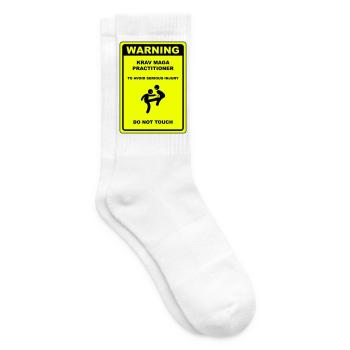 Warning! Krav Maga practitioner! - Tennis socks - white - Right