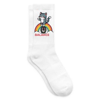 Équilibre du chat sur arc-en-ciel - Chaussettes de tennis - blanc - Droite