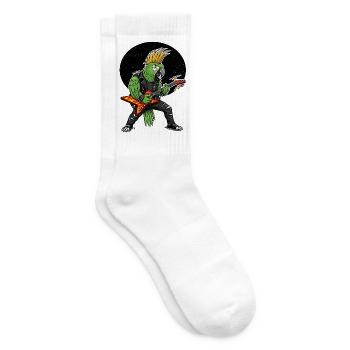 Punk Papagei mit Flammengitarre - Tennissocken - Weiß - Rechts