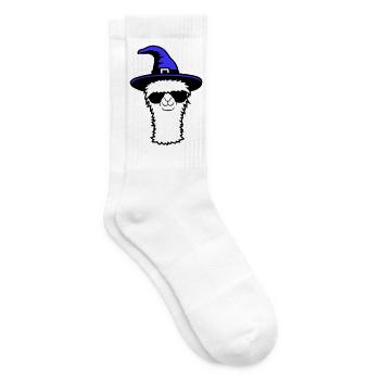 Lama Cool Witch Hat Sunglasses Halloween Alpaca - Tennis socks - white - Right