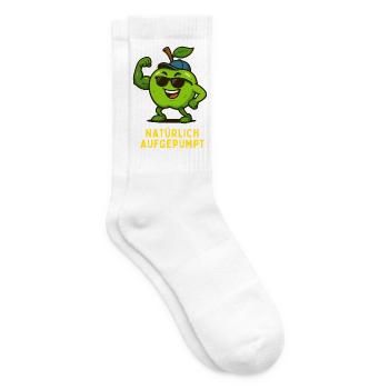 Naturally Pumped Up - Apple Cartoon - Tennis socks - white - Right