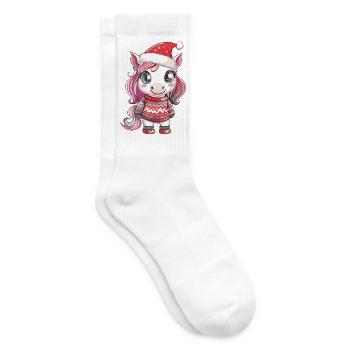 Unicorn Christmas - Tennis socks - white - Right
